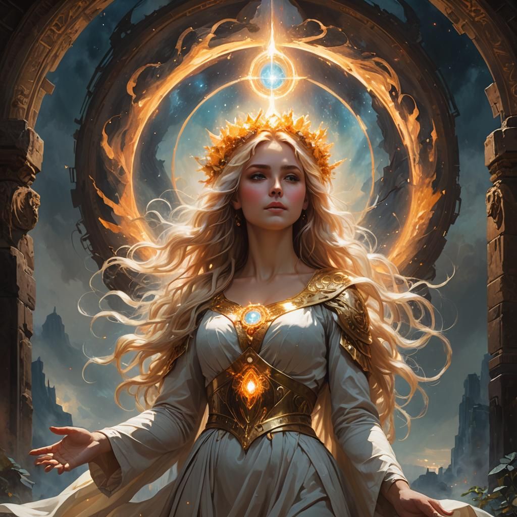 Mystic Light Goddess with Luminous Halo