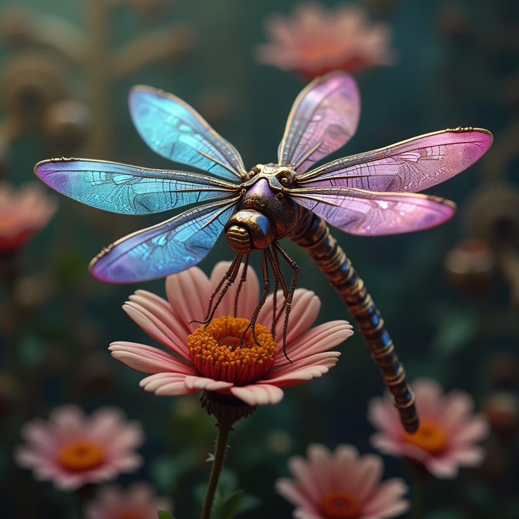 Steampunk Dragonfly with Infinity Sign Wings