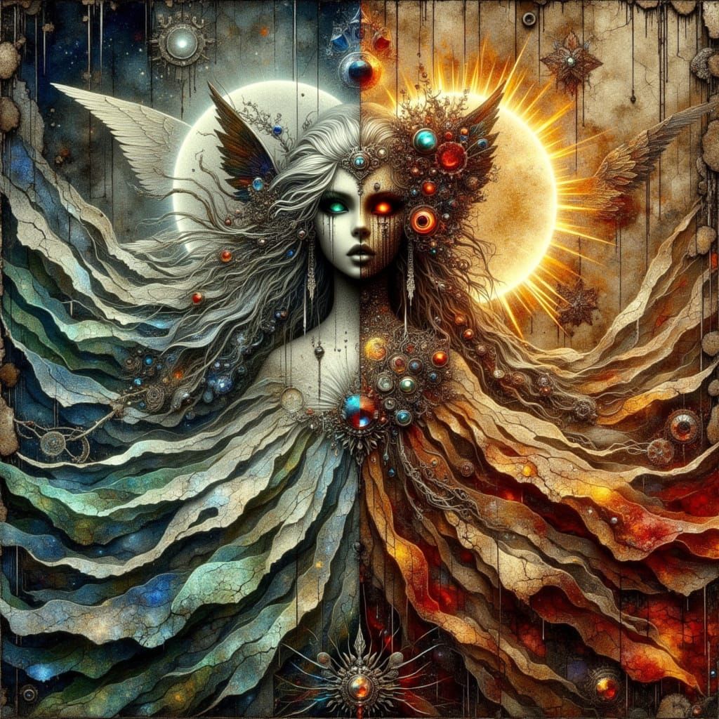 Silver Cat Listens to Goddess in Split World