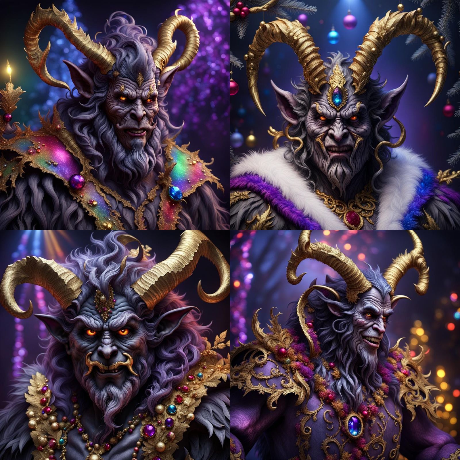 Krampus at Christmas Show in Dark Fantasy Style