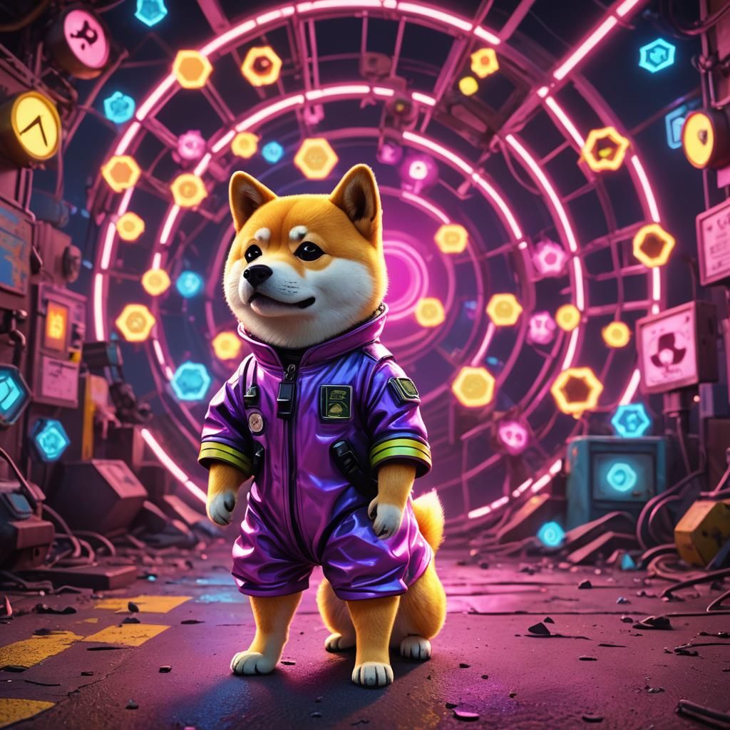 Shiba Inu in Radioactive Zone: Pixar-Inspired Art