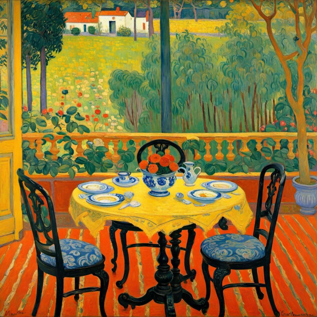 Dining Room on the Garden in Impressionist Style