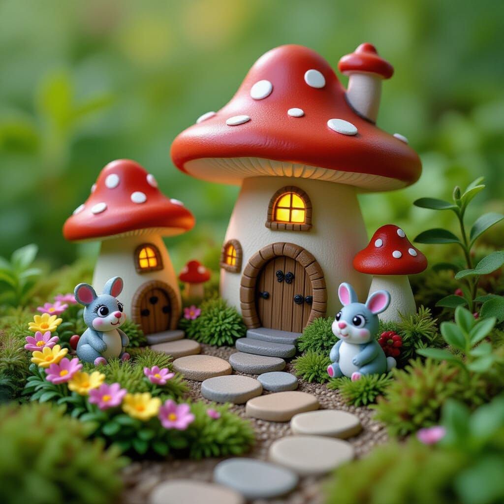 Enchanted Clay Fairy Garden in Dreamlike Style