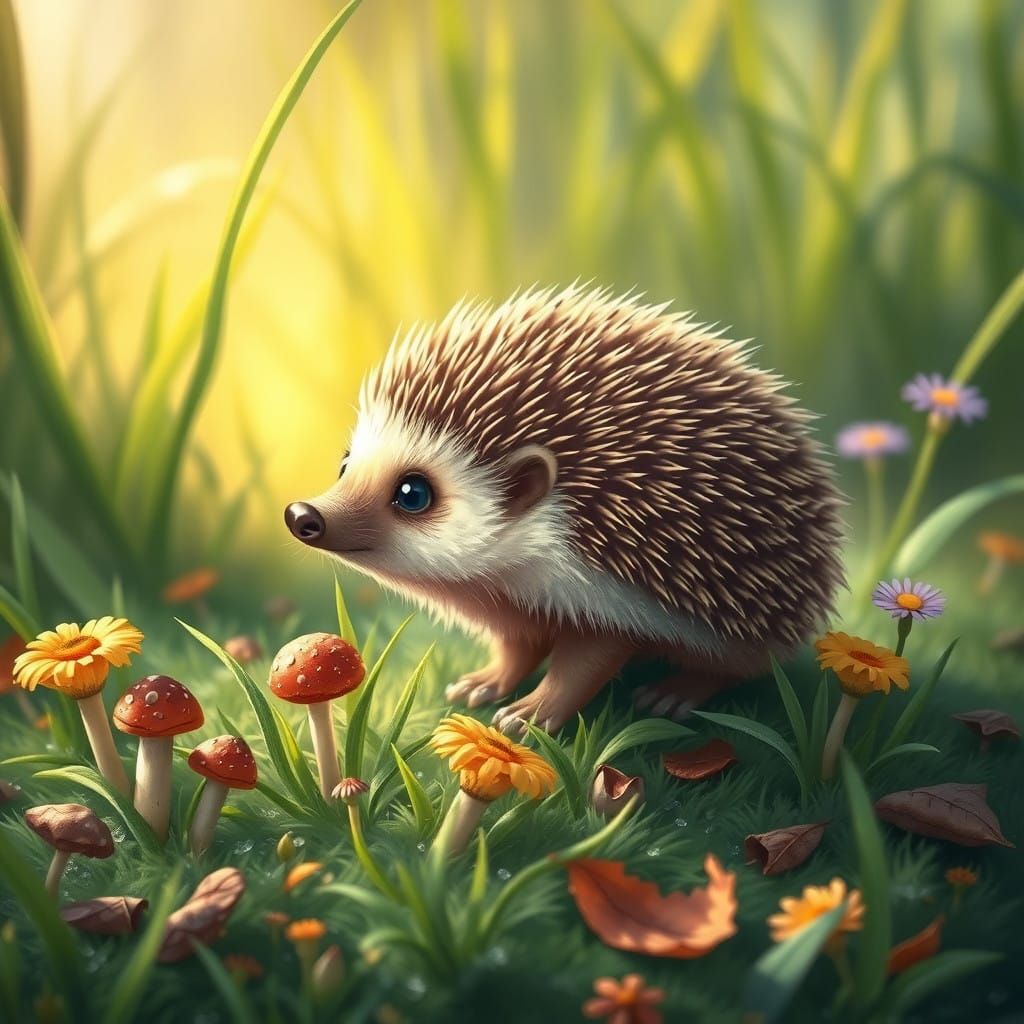 Whimsical Hedgehog in a Blooming Garden