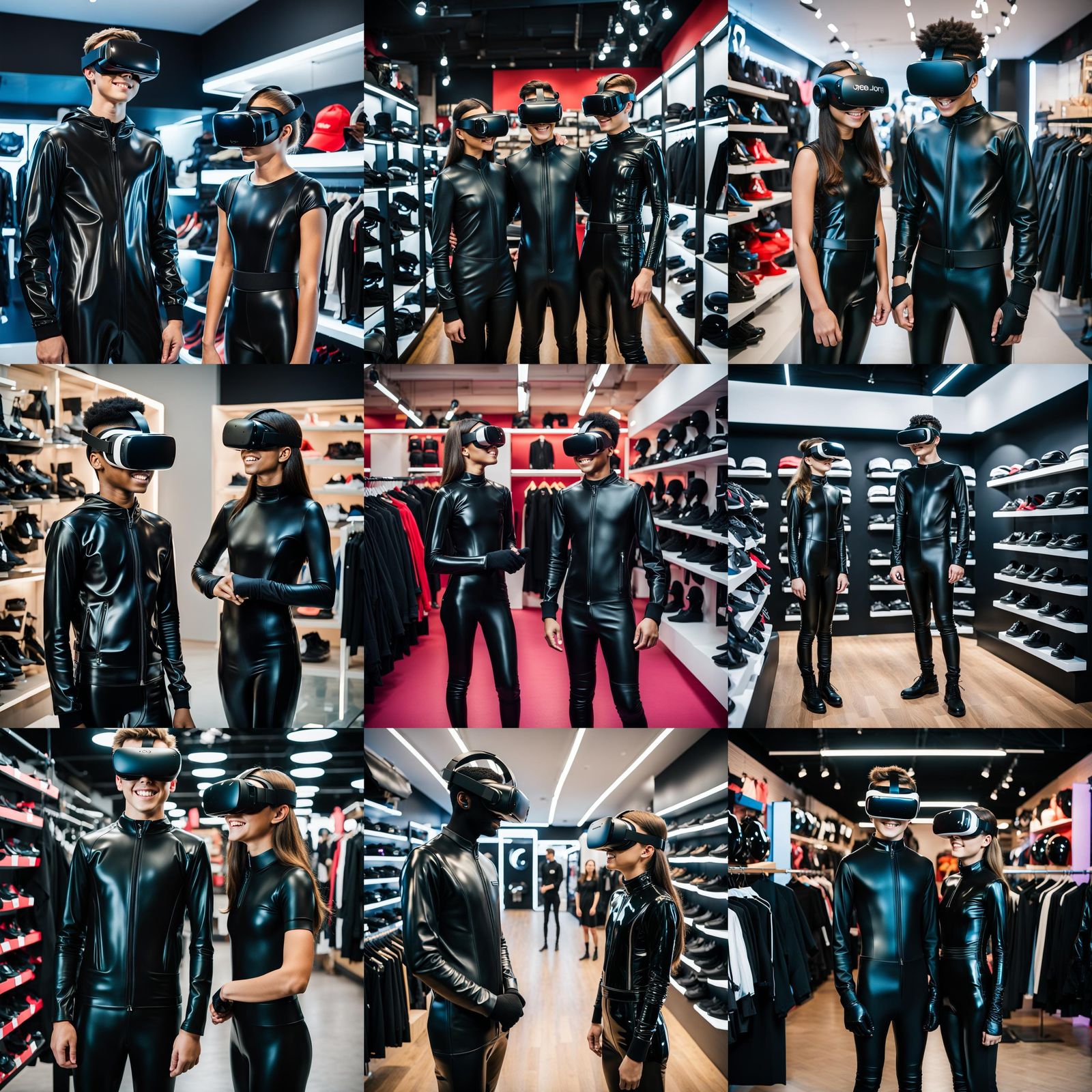 Teenagers in Latex Suits Shopping for Clothes