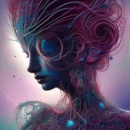 Beautiful Alien Goddess in Dramatic Digital Illustration