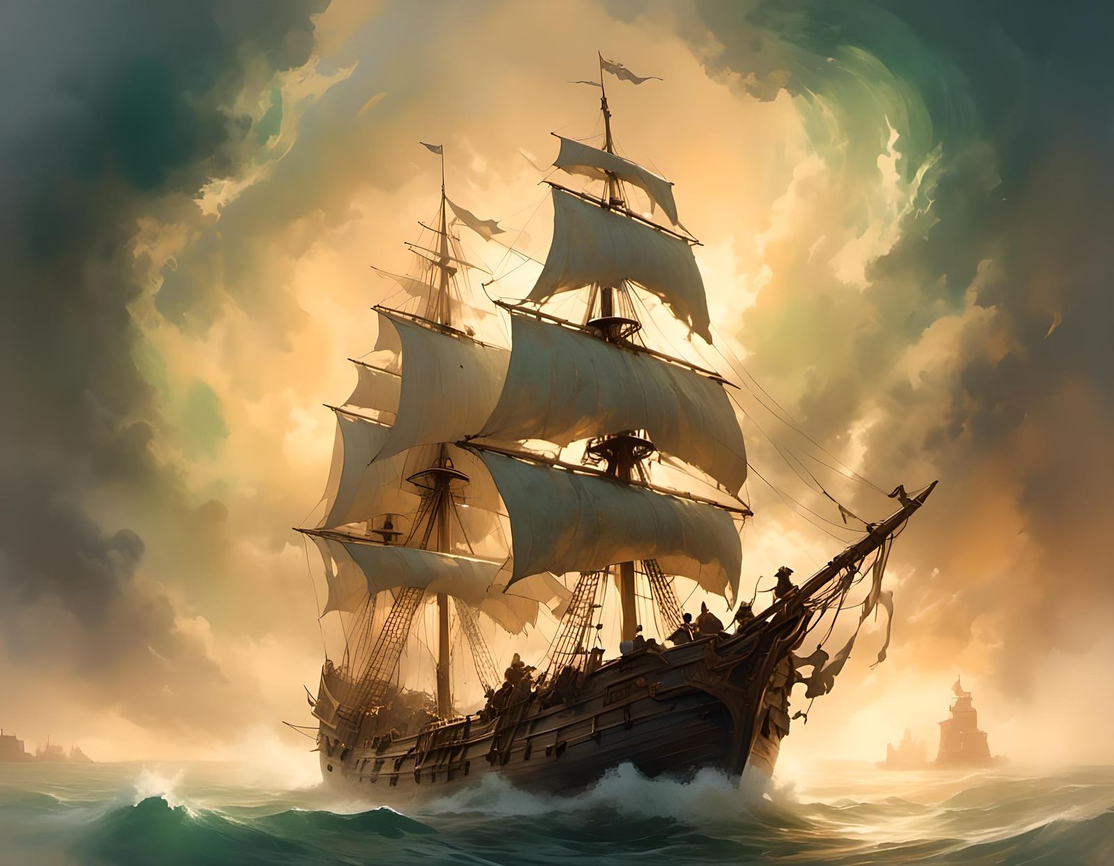Abstract Pirate Ship Concept Art in Ethereal Style