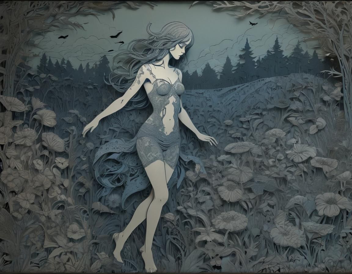 Magical Meadow: Lilith in 2.5D Papercut Style