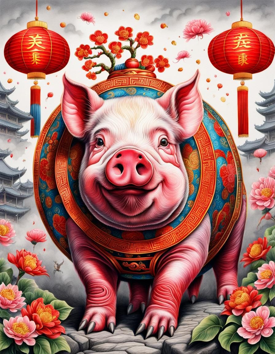 Hyperrealistic Zodiac Pig for Chinese New Year