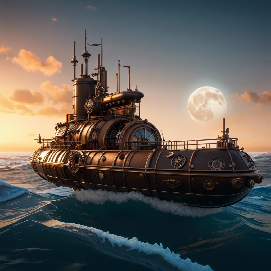 Detailed Steampunk Submarine in Unreal Engine 5