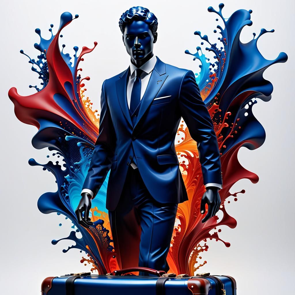 Elegant Ferrofluid Man in Conceptual 3D Art