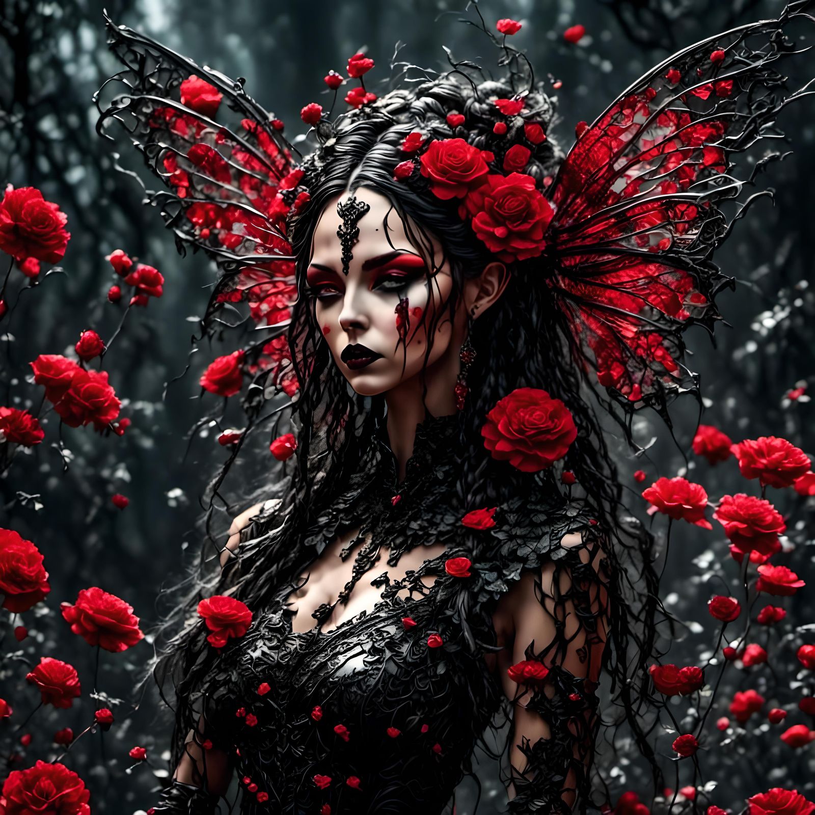 Deathland Fairy with Shimmering Wings in Rococo-Horrorcore