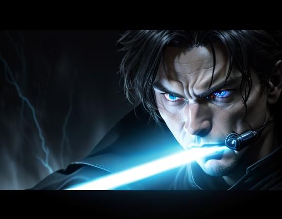 Anakin Skywalker Saiyan God Lightsaber Duel in Digital Art