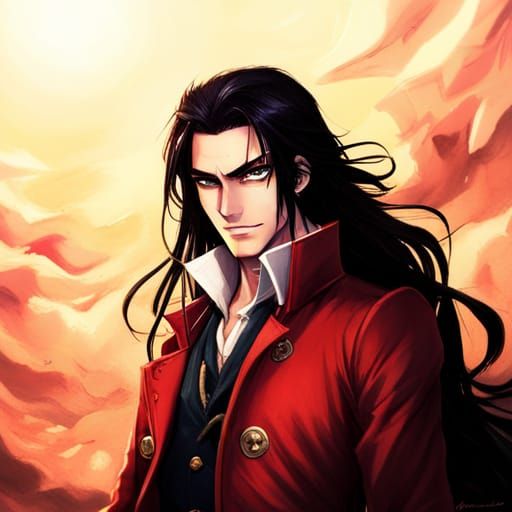Handsome Vampire Pirate in Anime Style