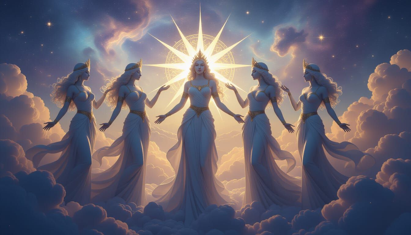 Divine Goddesses in Celestial Clouds