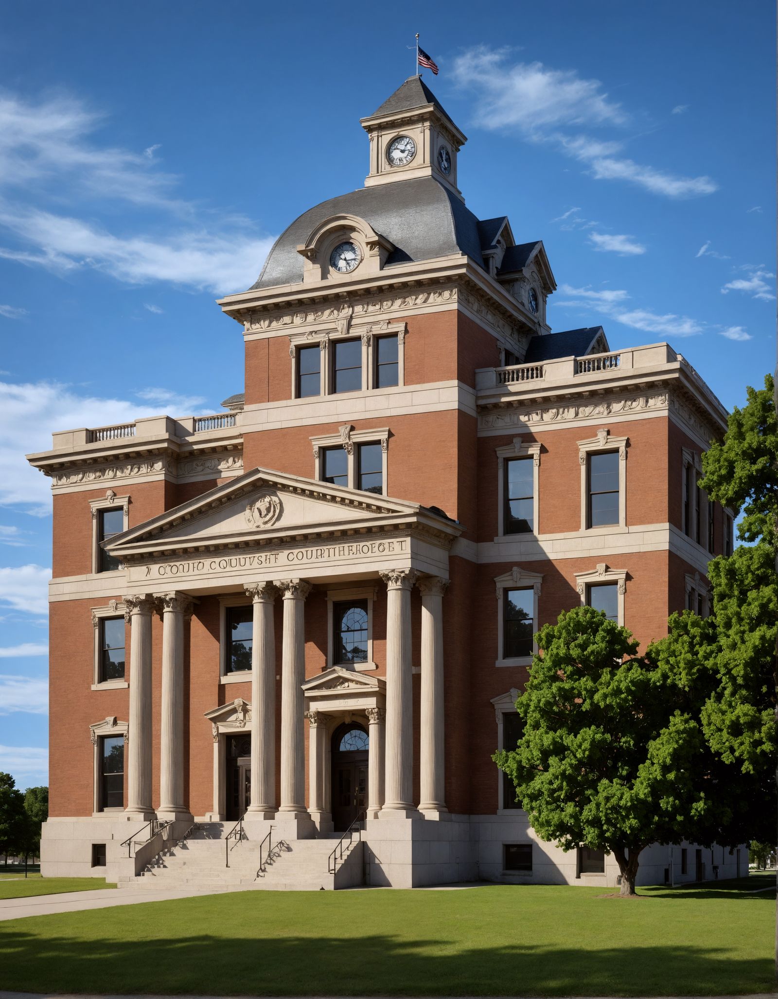 Small Town Courthouse in Hyperrealistic Style