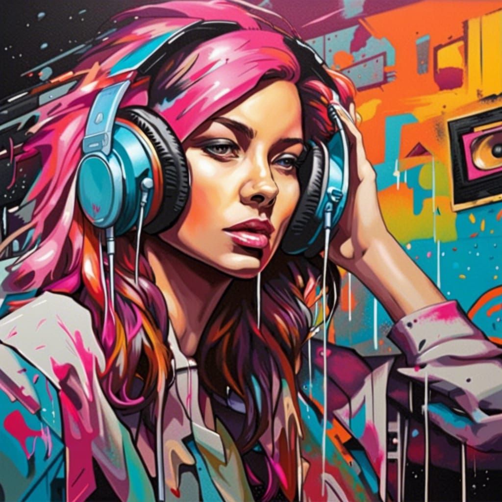80s Music Scene in Graffiti Street Art