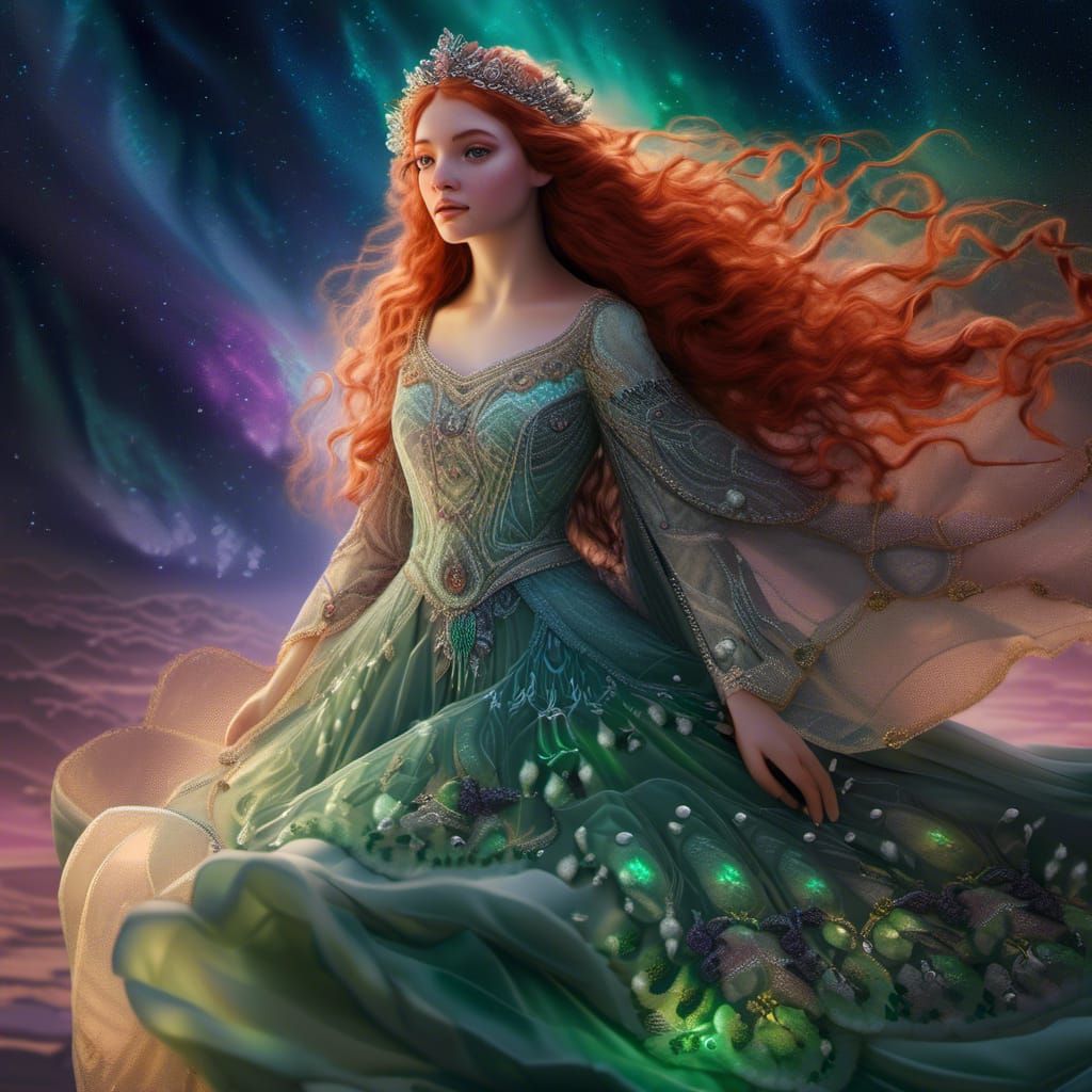 Divine Feminine Goddess with Red Hair in Digital Art