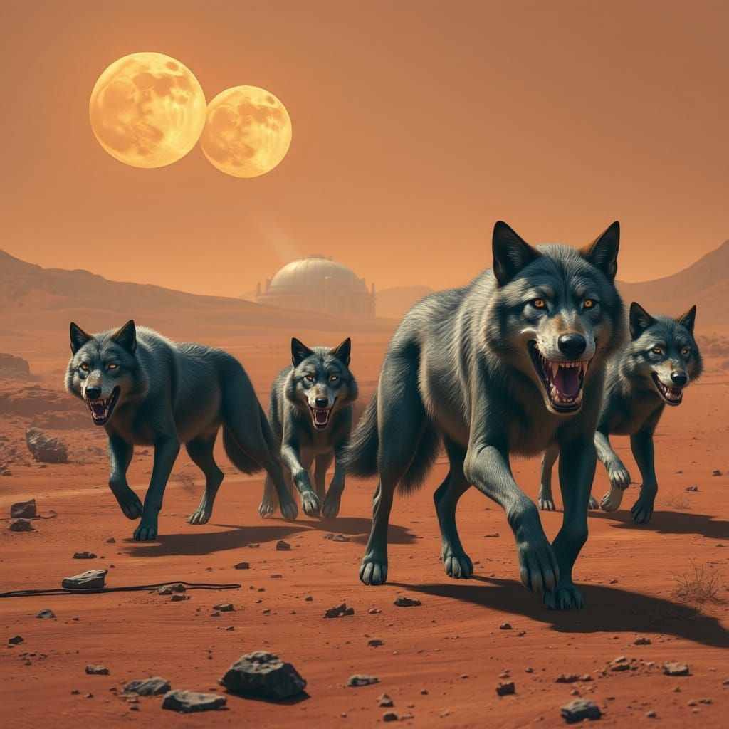 Genetically Modified Wolves Explore Mars Plains
