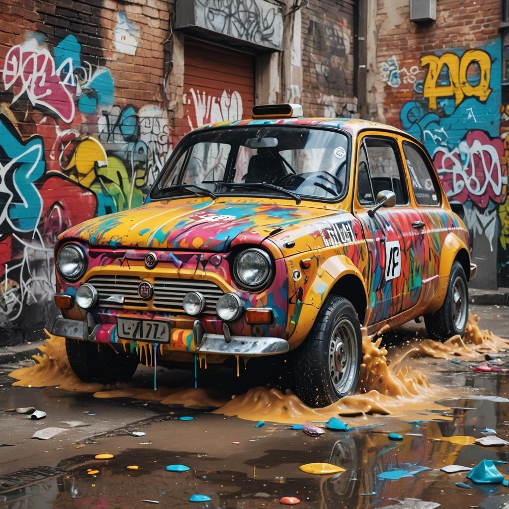 Graffiti Art of a Classic Fiat Rally Car