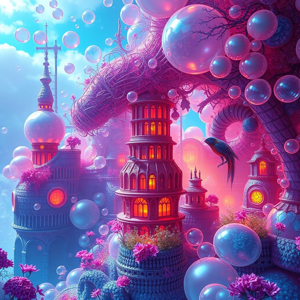 Bubble World: Iridescent Structures in a Dreamscape