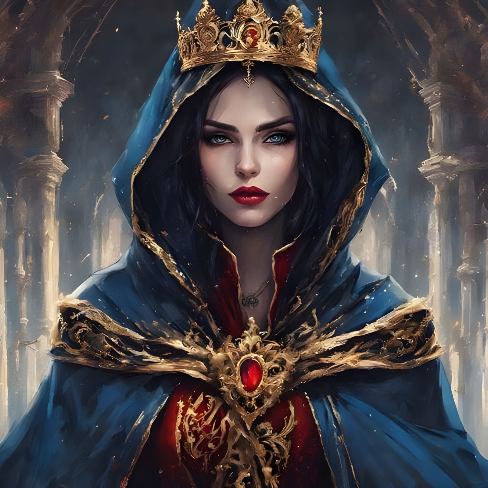Gothic Princess Portrait with Golden Crown