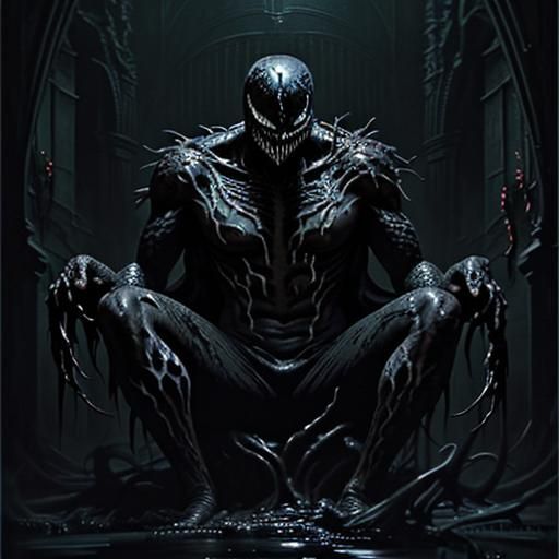 Horrific Venom Illustration in Dark Fantasy Style