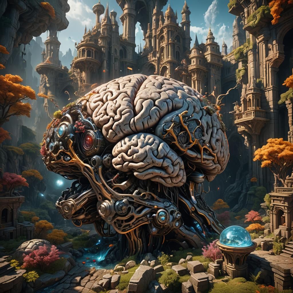 Detailed Brain Concept Art in Deep Color