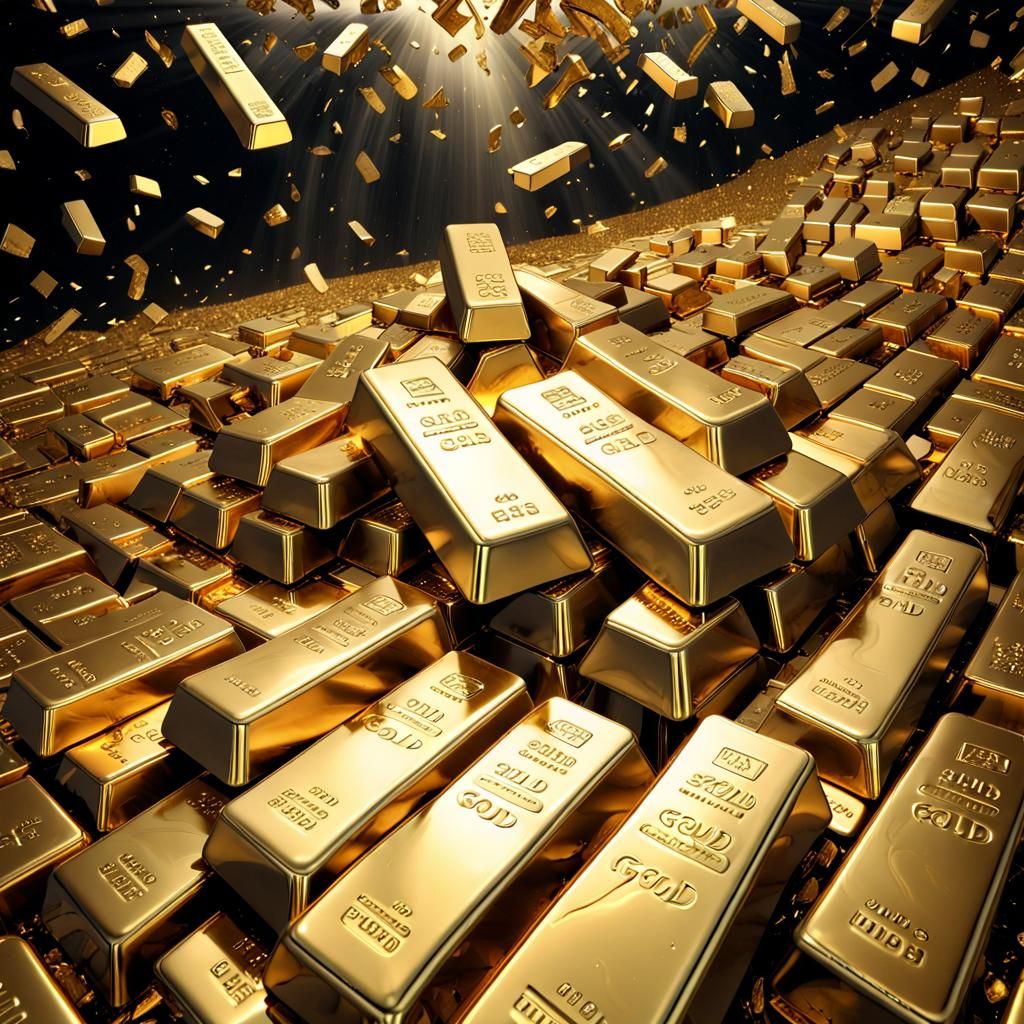 Gold Bars Fall from the Sky in a Chaotic Avalanche of Luxury