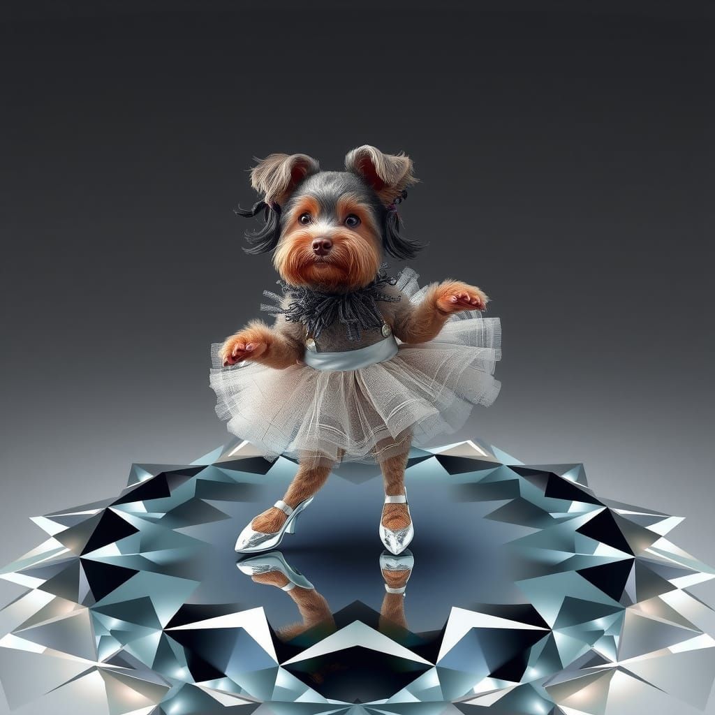 Fantastical Canine Ballerina Dances on Diamond