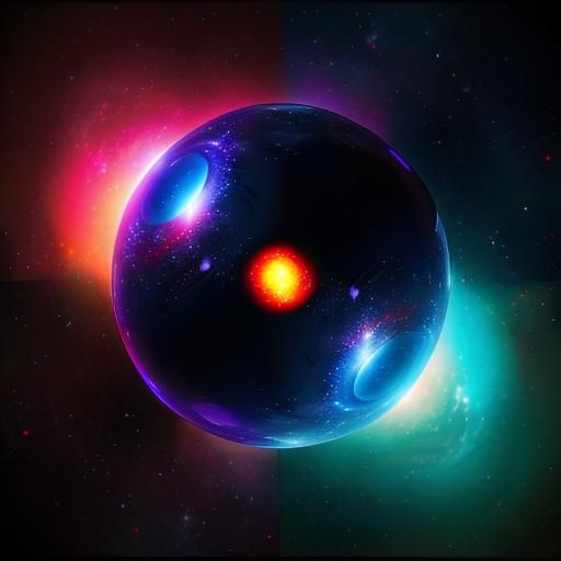 Double Exposure Orb of Good and Evil in Space