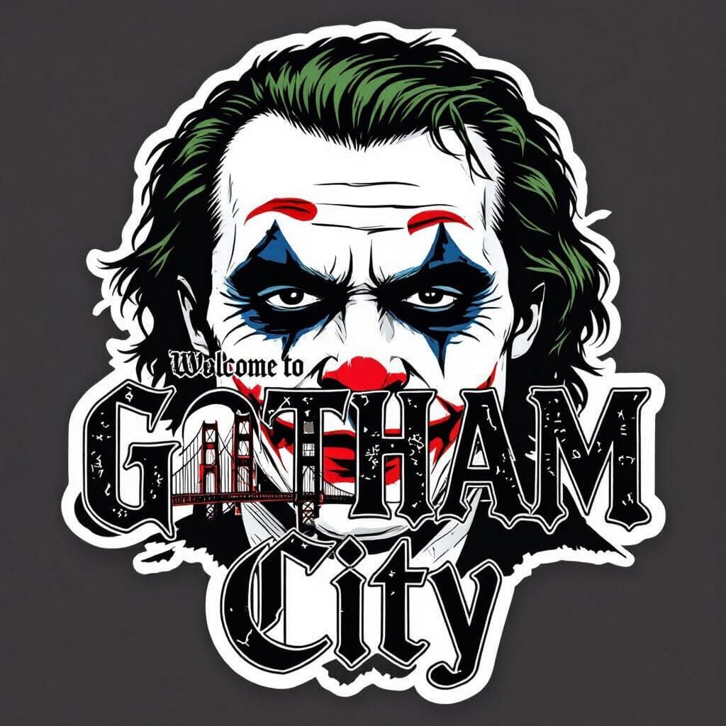 Joker Face Sticker Design: Welcome to GOTHAM City