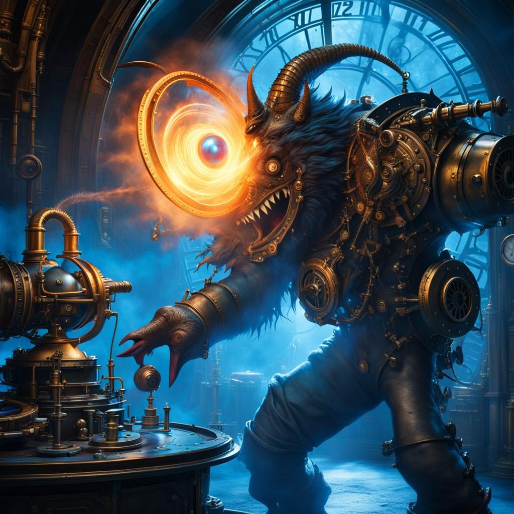 Steampunk Morlock Monster Emerges from Time Portal