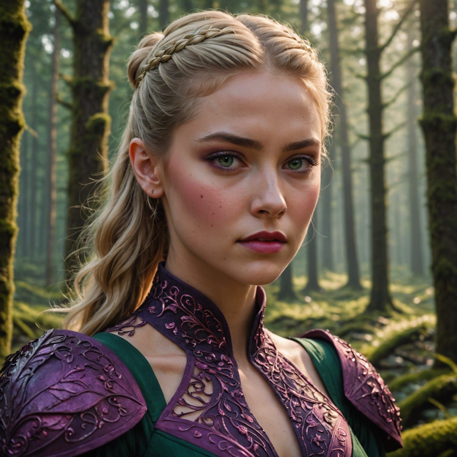 Enchanting Forest Maiden in Elegant Attire