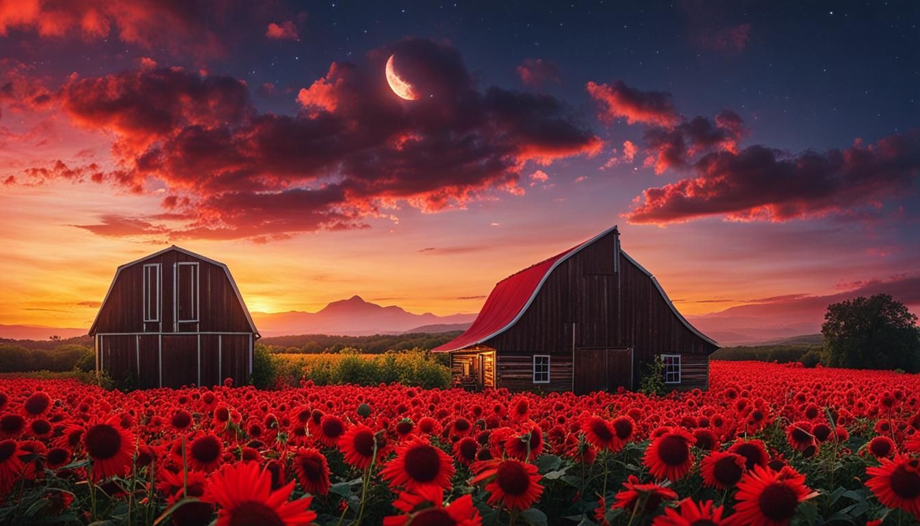 Floral Mushroom Sunset: A Vibrant Nature Scene