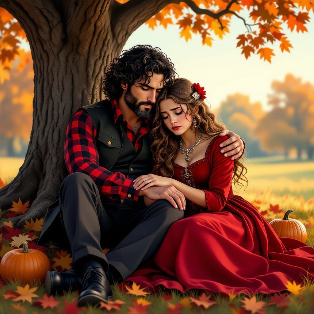 Magical Autumn Portrait of Comforting Friendship