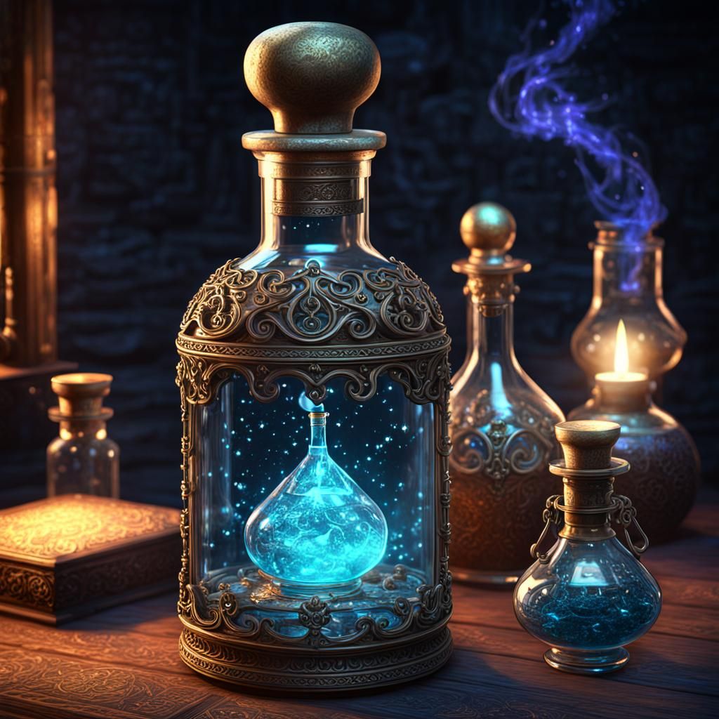 Ornate Potion Bottle Containing a Bottled Soul