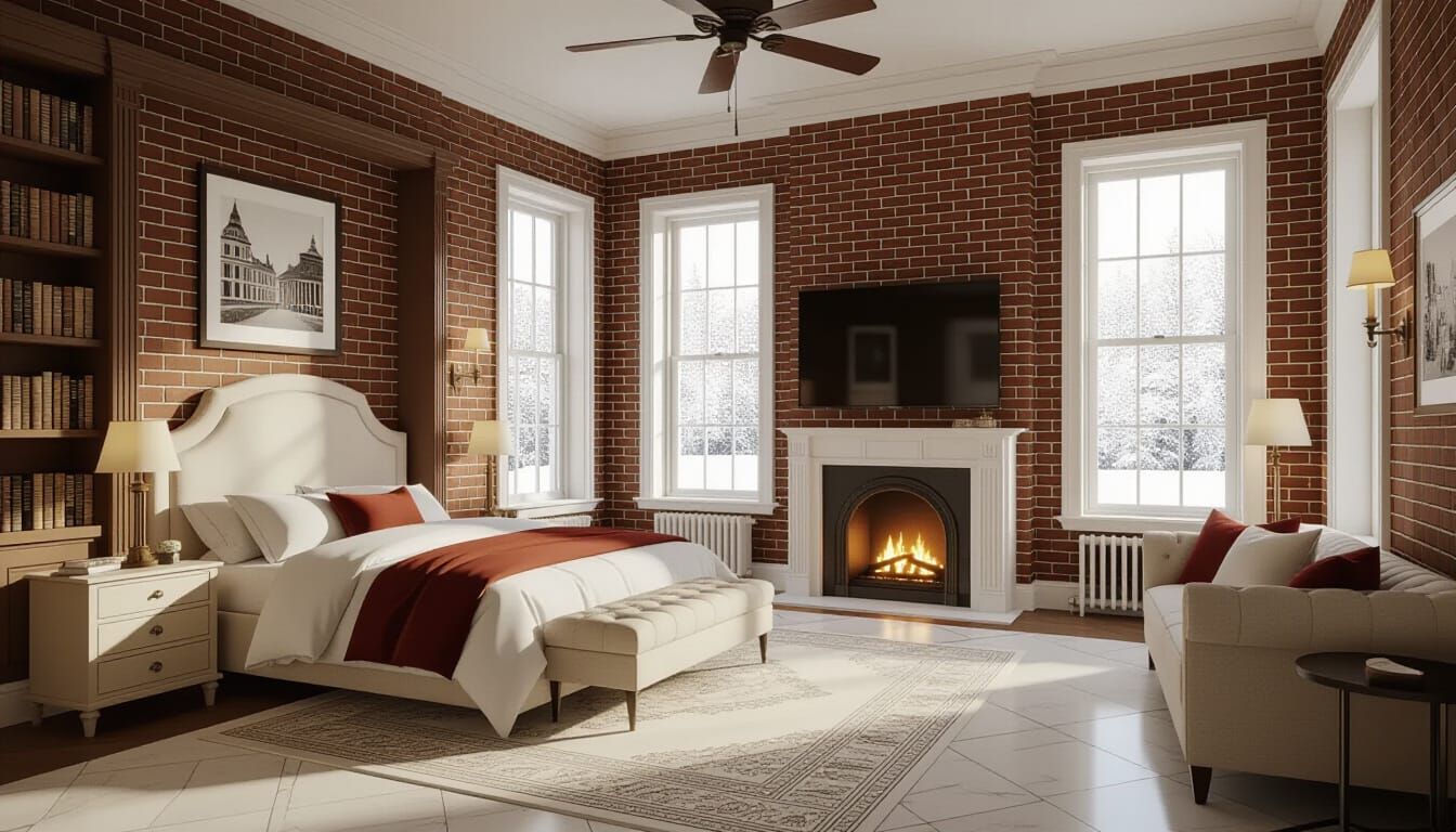 Victorian Bedroom with Snowfall in Digital Matte Painting St...