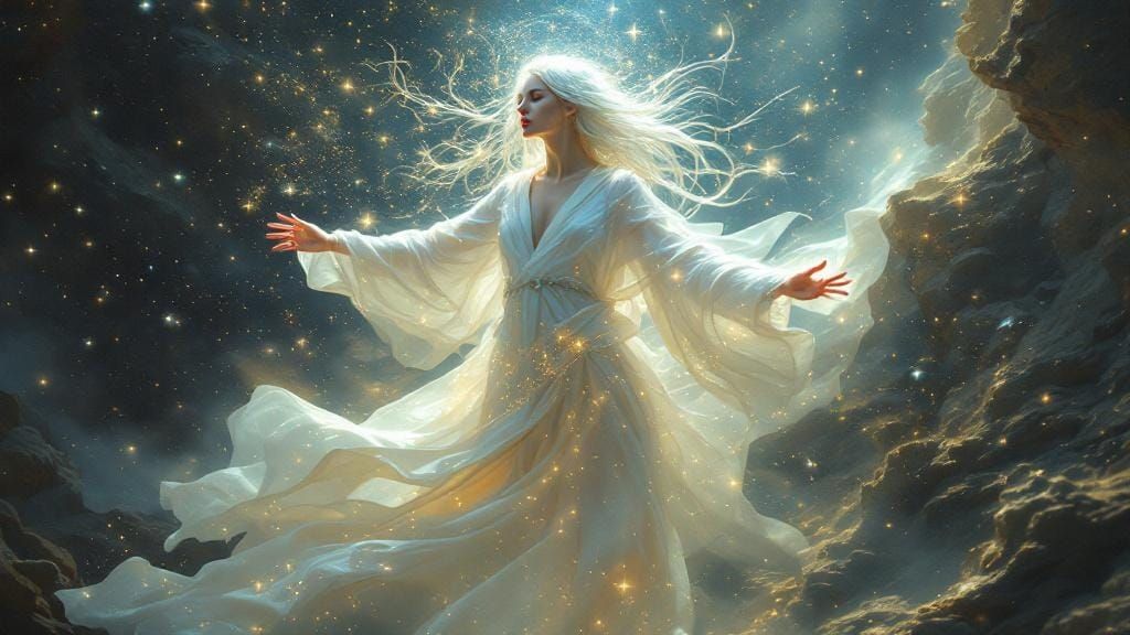 Ethereal Woman Embodies Mystical Powers