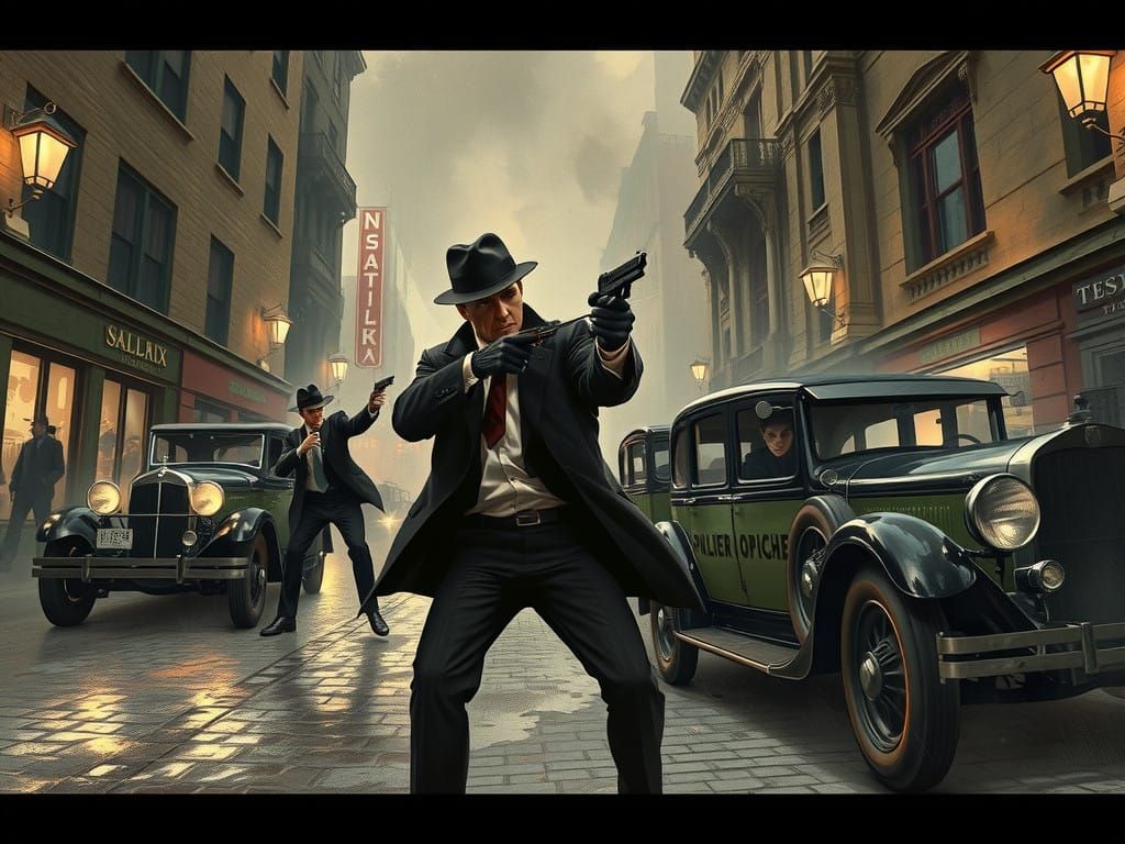 1920s Police in Action, Vintage Noir Style