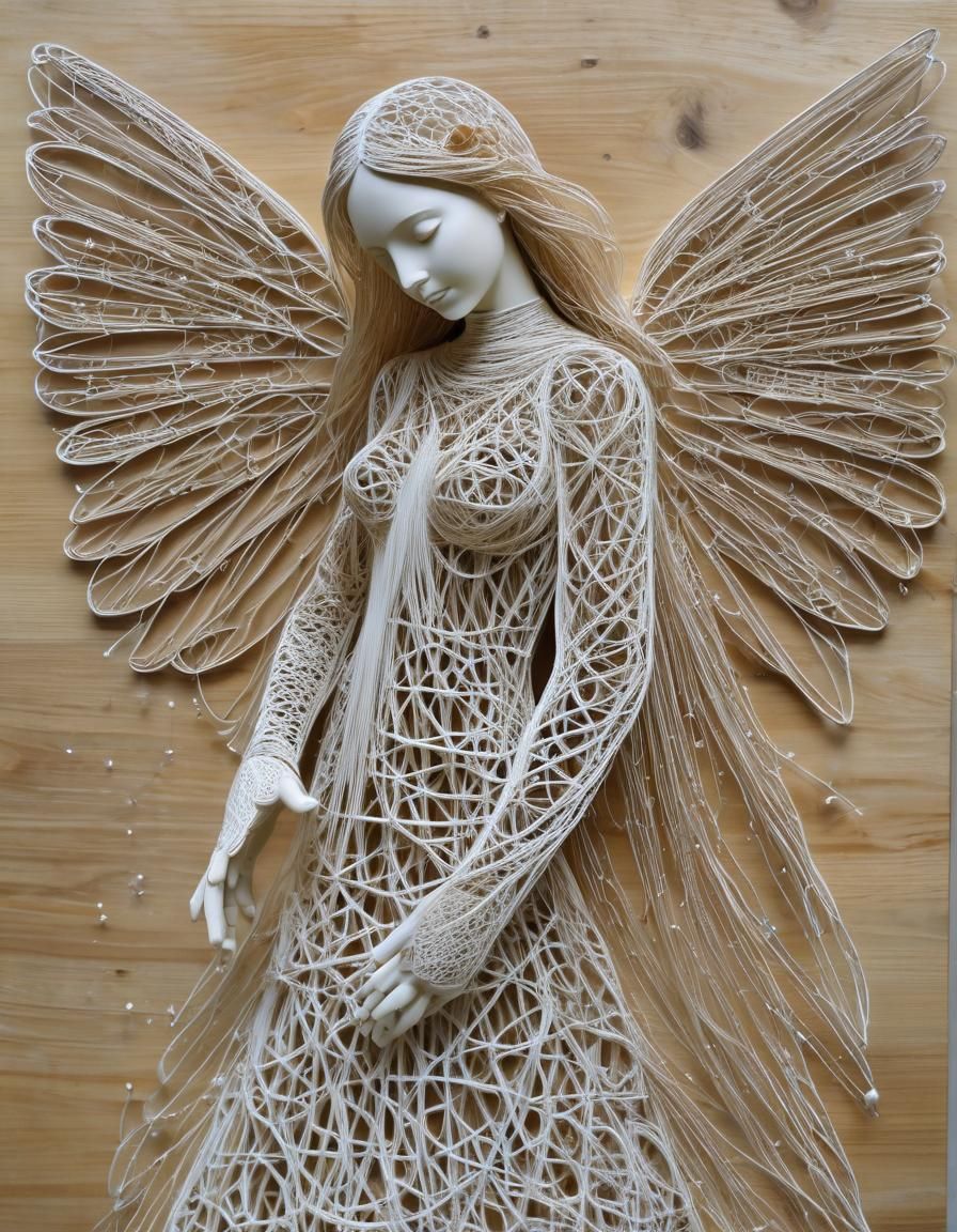 Delicate String Art Angel Sculpture