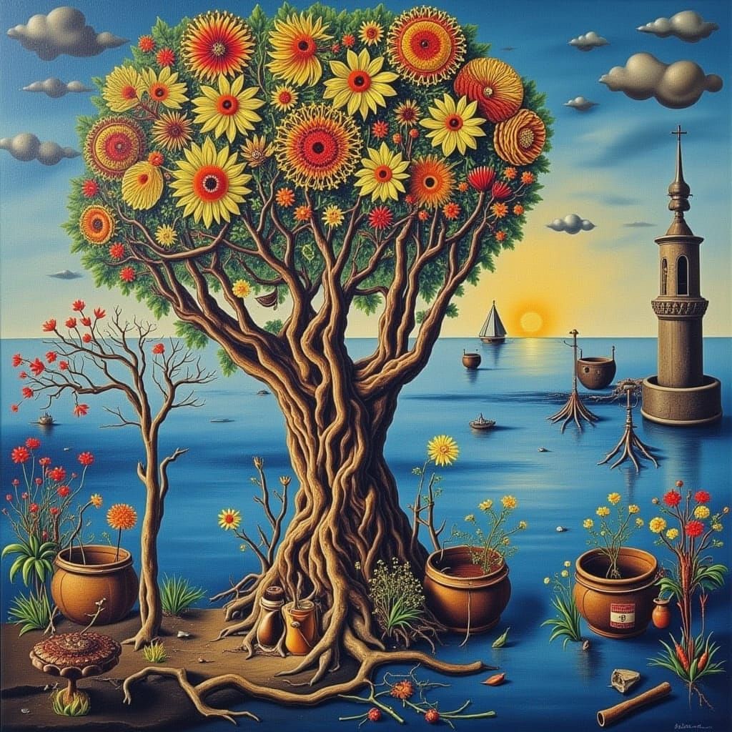 Whimsical Doily Town in a Strange World