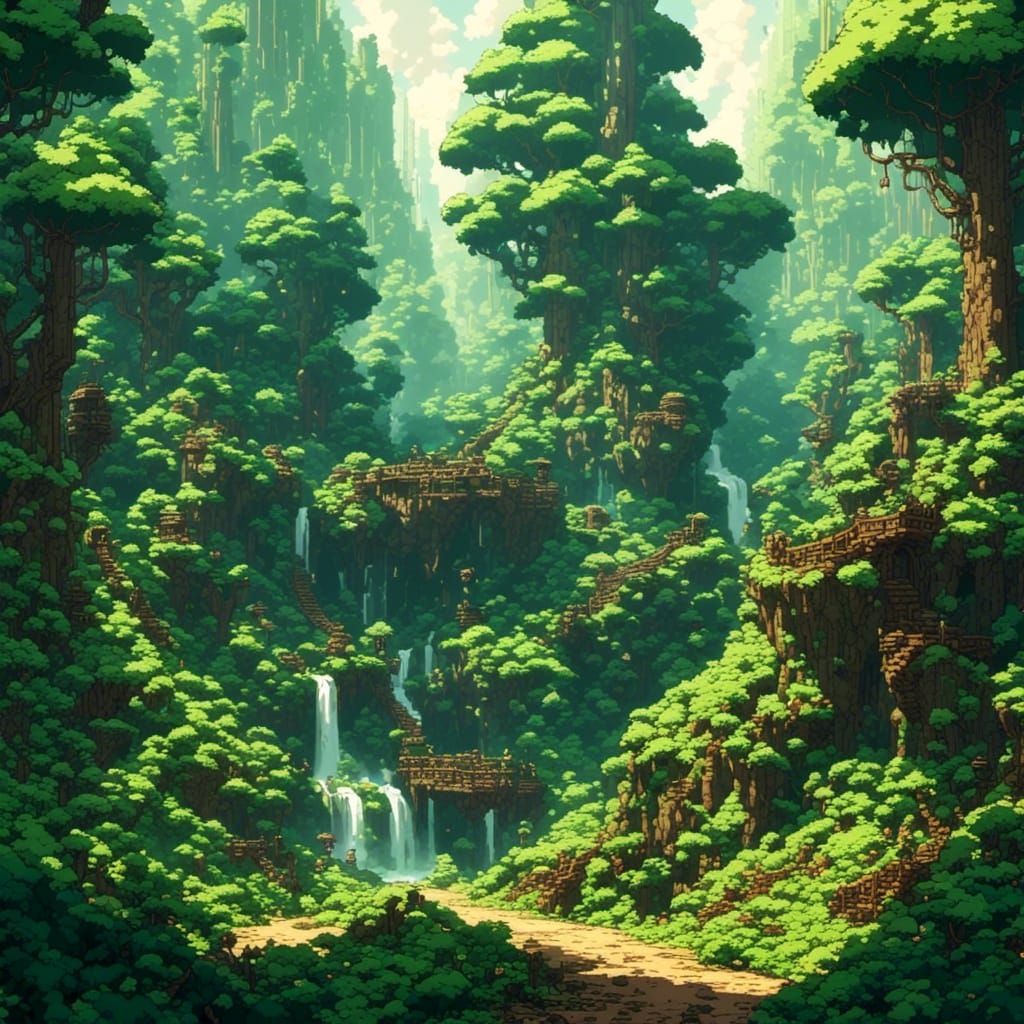 Cartoon Fantasy Forest in Anime Style