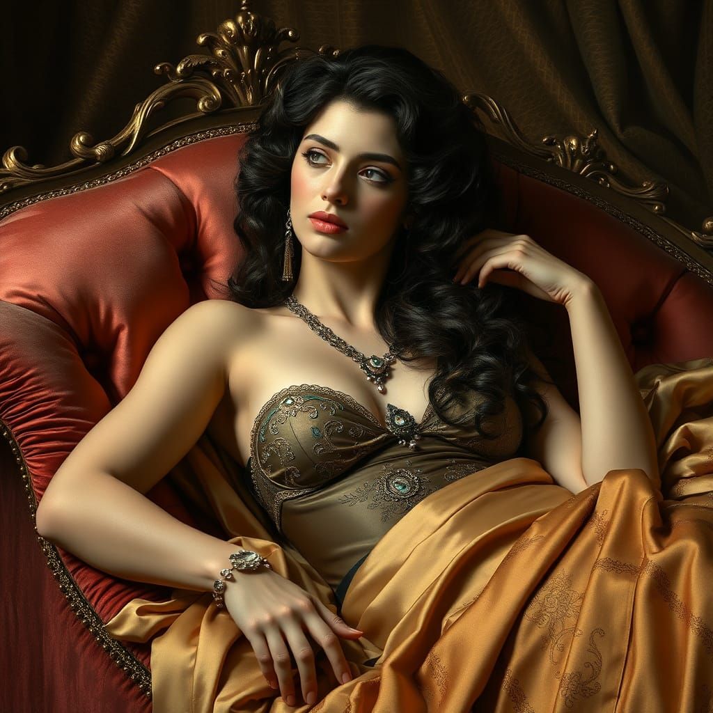 Elegant Woman of Beauty and Power in Art Nouveau Style