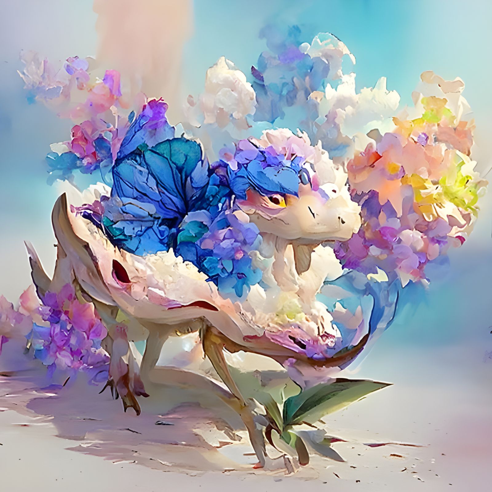 Pastel Hydrangea Dragon Pokemon Concept Art