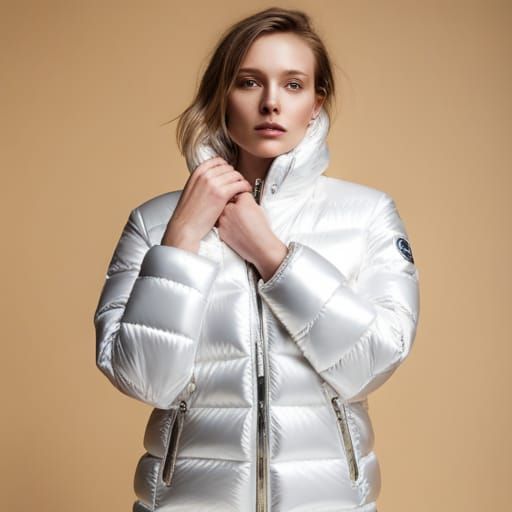 Curvy Woman in Bikini and Puffer Jacket Portrait