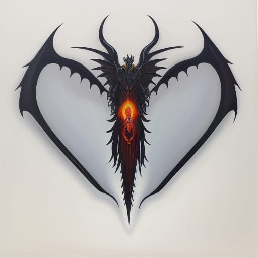 Fiery Dragon Wings Oil Painting with Red Eye