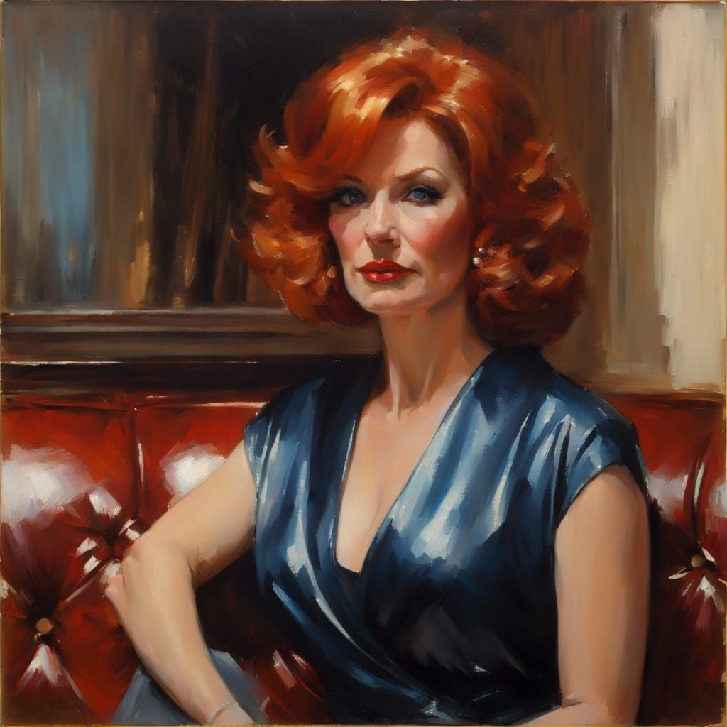 Elegant Woman Portrait in Impressionistic Oil Style