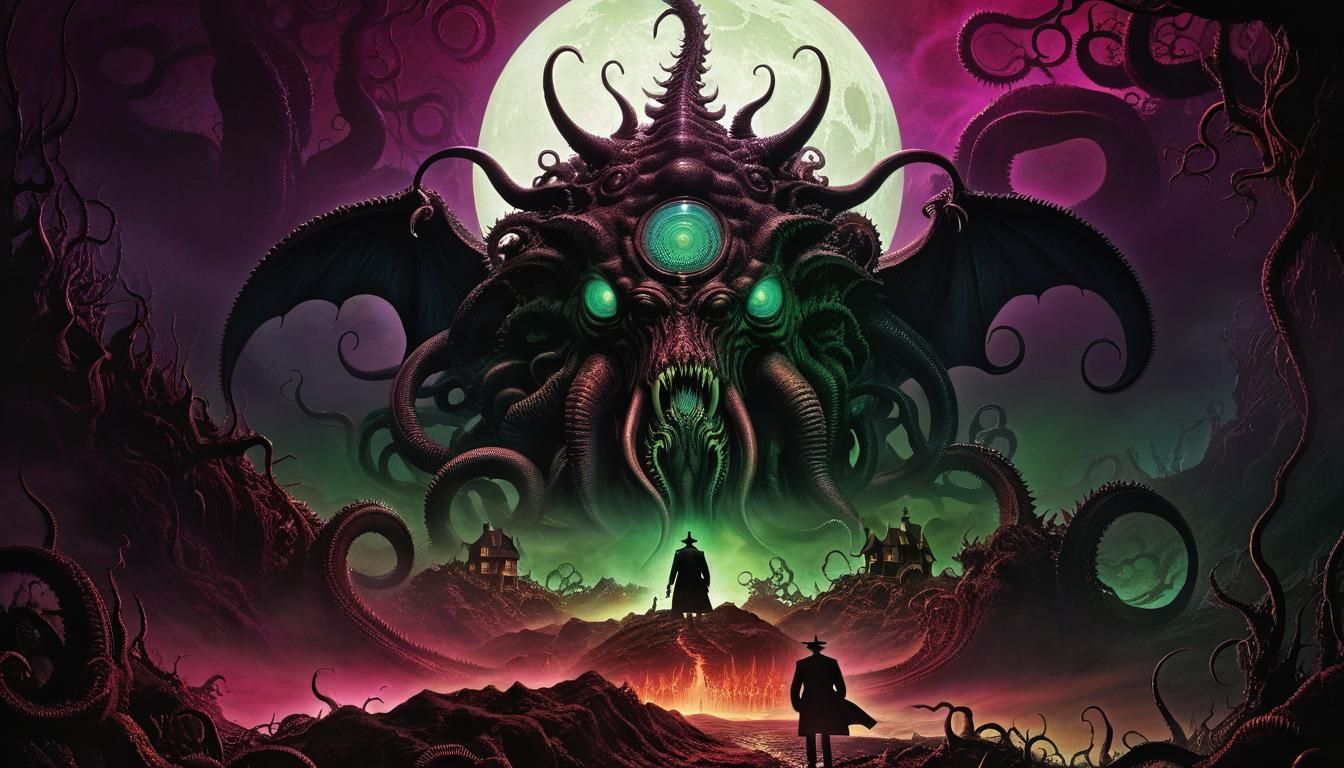 Lovecraftian Dunwich Horror in Gothic Mixed Media