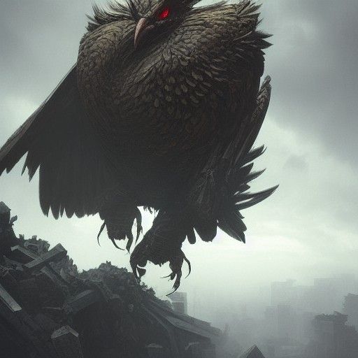 Sinister Super Mutant Bird in Dark Fantasy Style